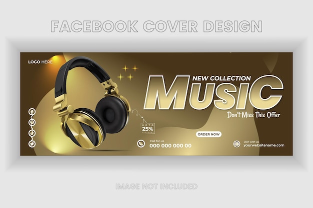 Headphone facebook cover design template for business promotion