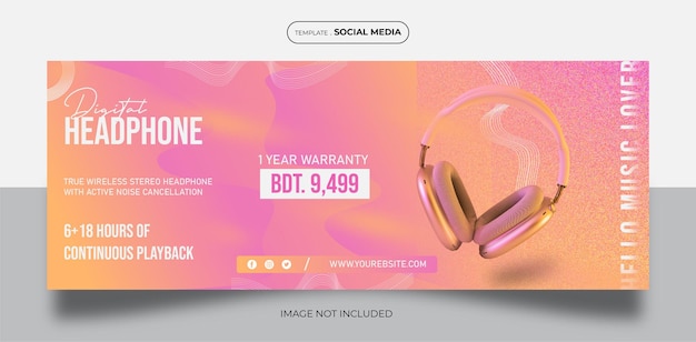 Vector headphone facebook design template