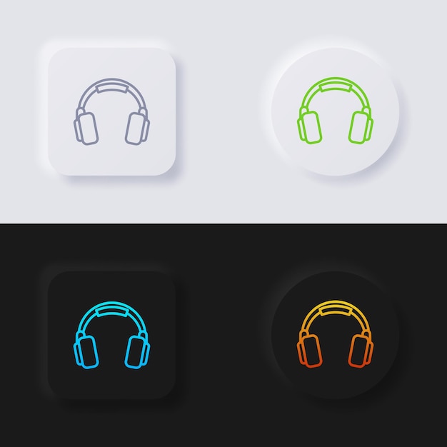 Headphone icon set multicolor neumorphism button soft ui design for web design application ui and more button vector