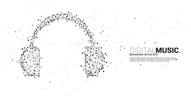 Icona delle cuffie con poligono di linea dal punto di connessione. concetto per la musica digitale e in streaming.