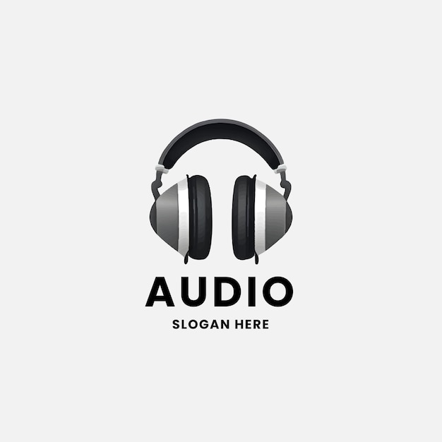 headphone logo design in a monochrome