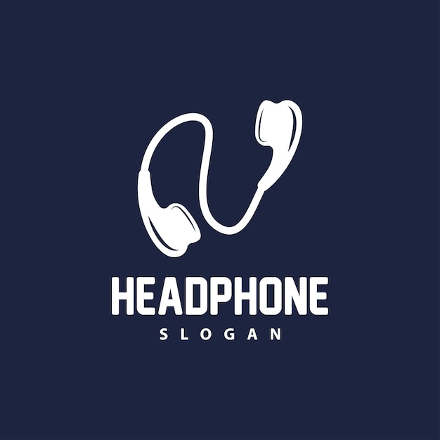 Headphone logo music listening device vector elegant minimalist simple design silhouette icon illustration