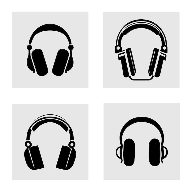Headphone logo vector art flat design white background