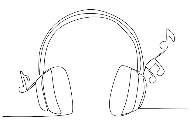 Premium Vector | A headphone for listening to music world music day oneline  drawing