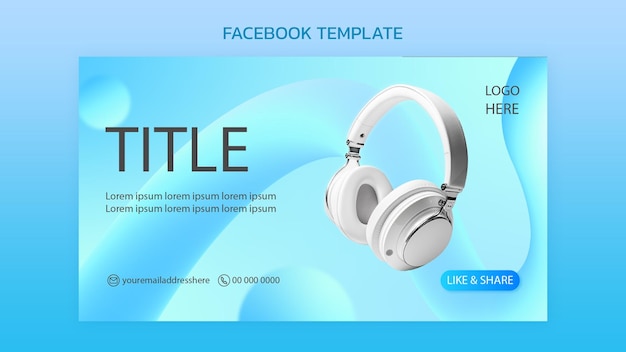 Vettore modello di banner di copertina della pagina headphone di facebook