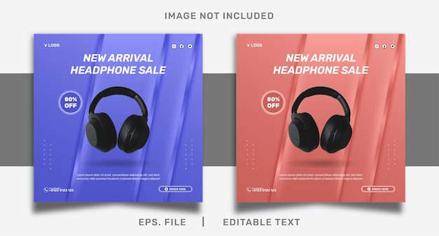 headphone poster sale social media promotion and instagram banner poster post template design