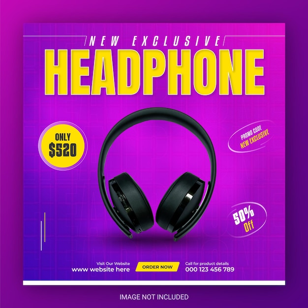 Vector headphone sale for social media post or templat