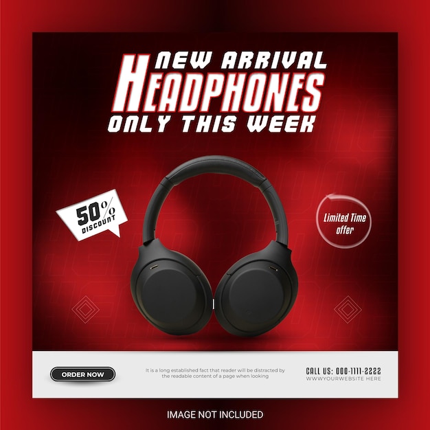 Headphone social media post banner template