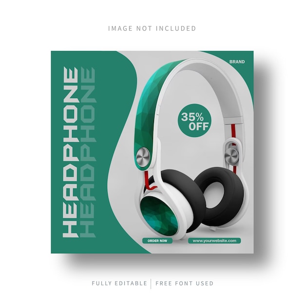 Vector headphone social media post template