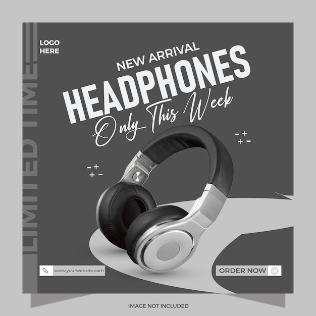 Vector headphone social media sales banner template