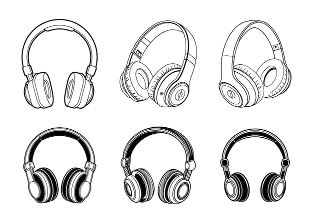 白い背景に隔離されたヘッドフォンのベクトルイラスト