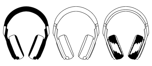 음악 팟캐스트 현대 가제트를 듣기 위한 헤드폰 벡터 삽화.