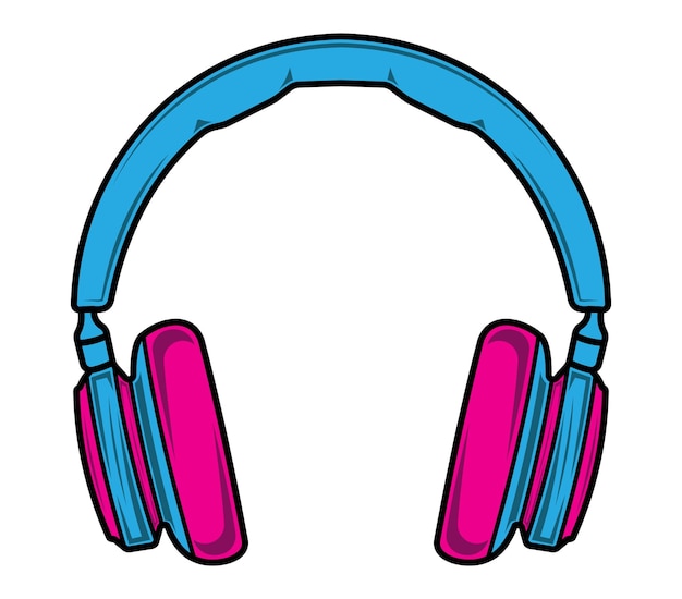 Vector headphone vector illustration for listening to music podcast modern gadget.