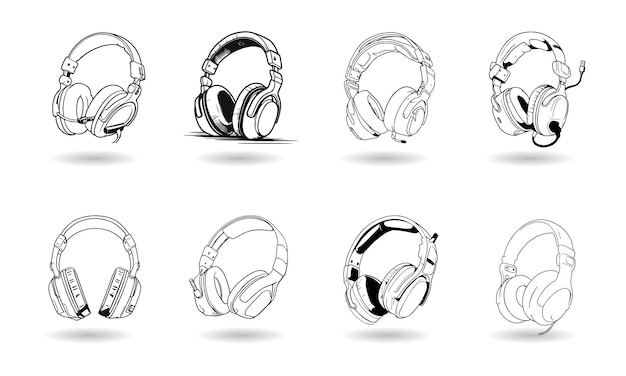 Headphone Vector Silhouette Pack Headphone Logo Set