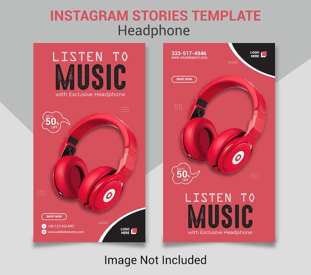 Headphone wireless product Instagram and facebook story template design.