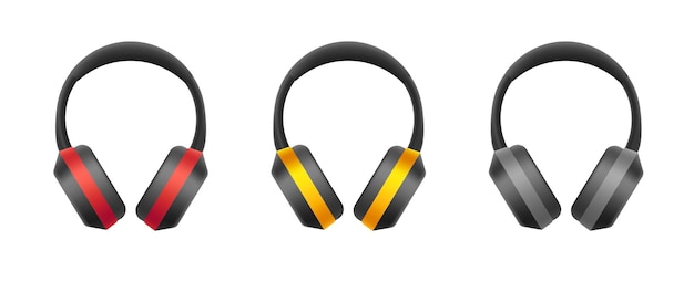 Headphones 3d icom set black with bright stripe