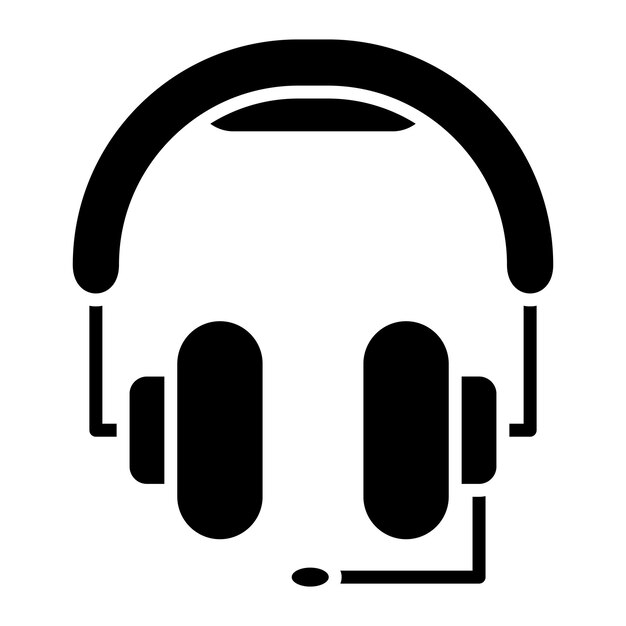 Headphones Glyph Solid Black Illustration