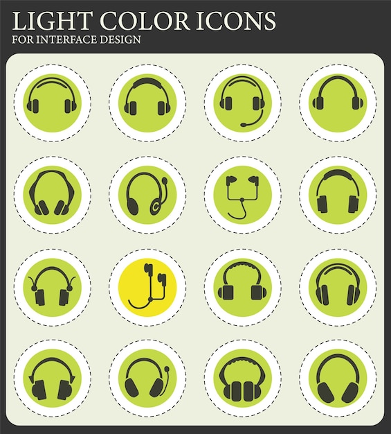 Vector headphones icon set