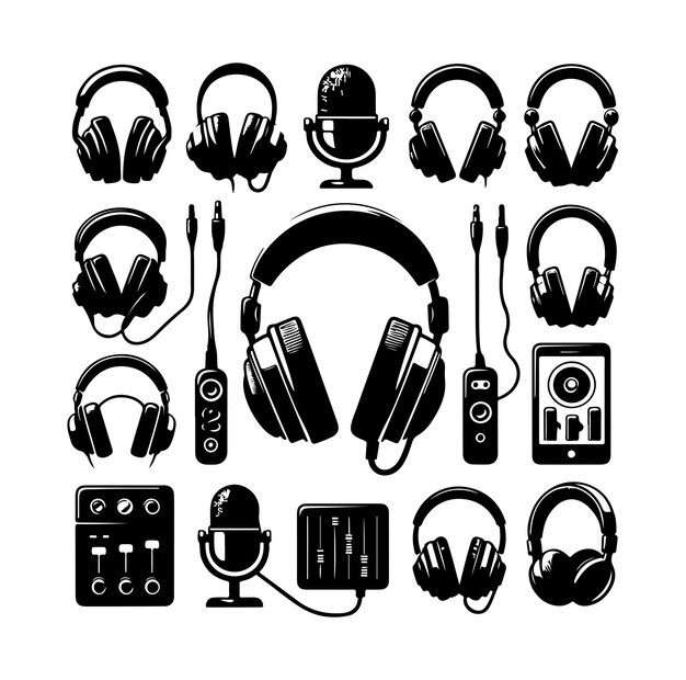 Premium Vector Headphones icons set vector isolated on white background