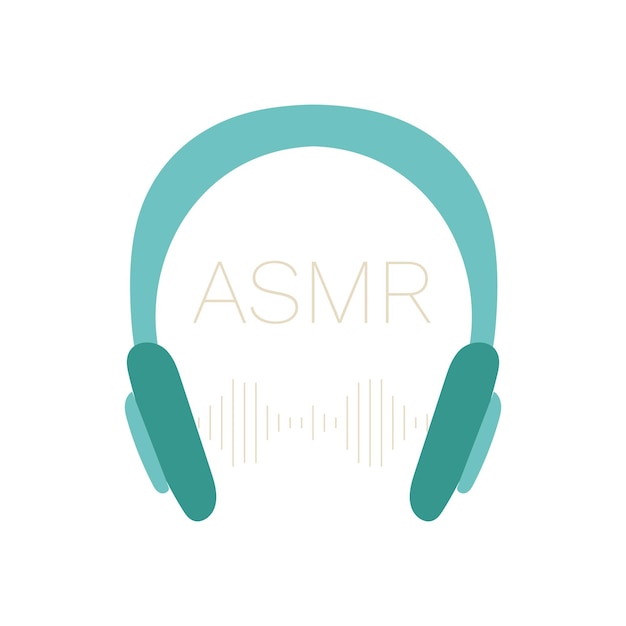 헤드폰 음파 및 ASMR 텍스트 무선 이어버드 ASMR 효과 격리된 개체 벡터