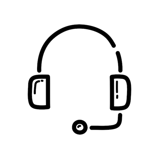 Vector headphones technical support doodle icon hand drawn symbol vector illustration