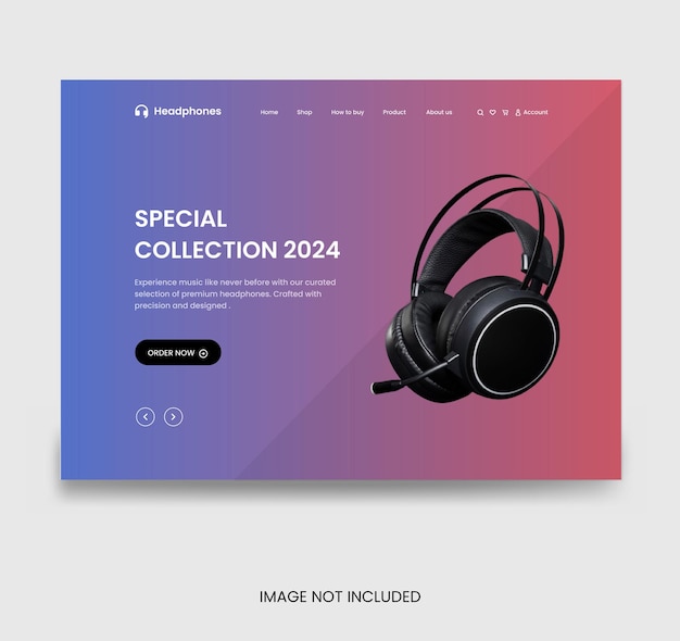 Vector headphones ui ontwerp sjabloon