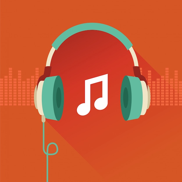 Headphones vector flat concept - music