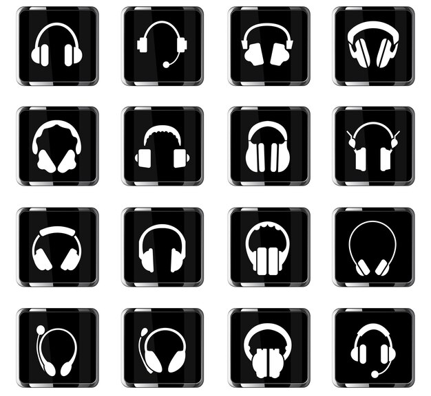 Headphones vector icons for user interface design