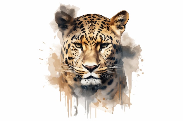 The heads of a beautiful leopard in the style of typography Vector illustration