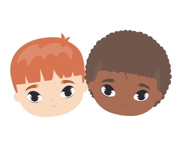 Heads of cute little kids avatar character