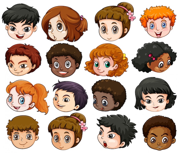 Vector heads of different people