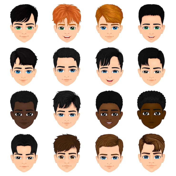 Vector 顔や頭は 異なった人種の子供や若者の