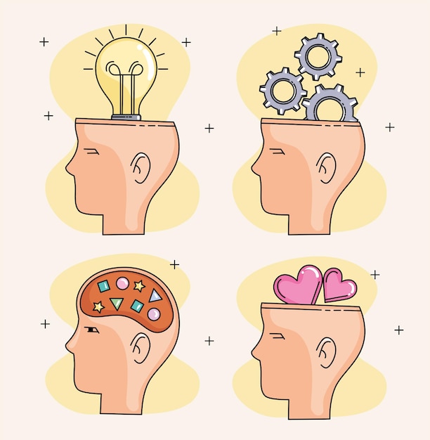 Heads set thinking with icons