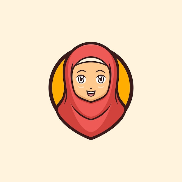 Headscarf 소녀 마스코트 현대 로고 템플릿