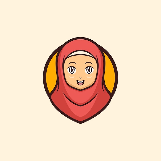 Headscarf girl mascot modern logo template