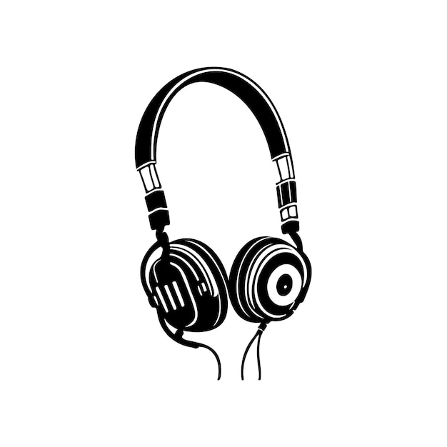 Headset Icon hand draw black colour podcast logo vector element and symbol