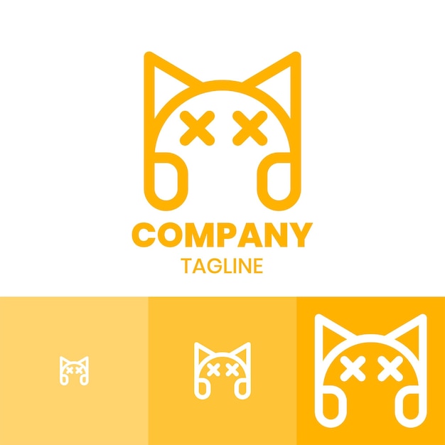 Design del logo dell'auricolare con orecchie di gatto gialle