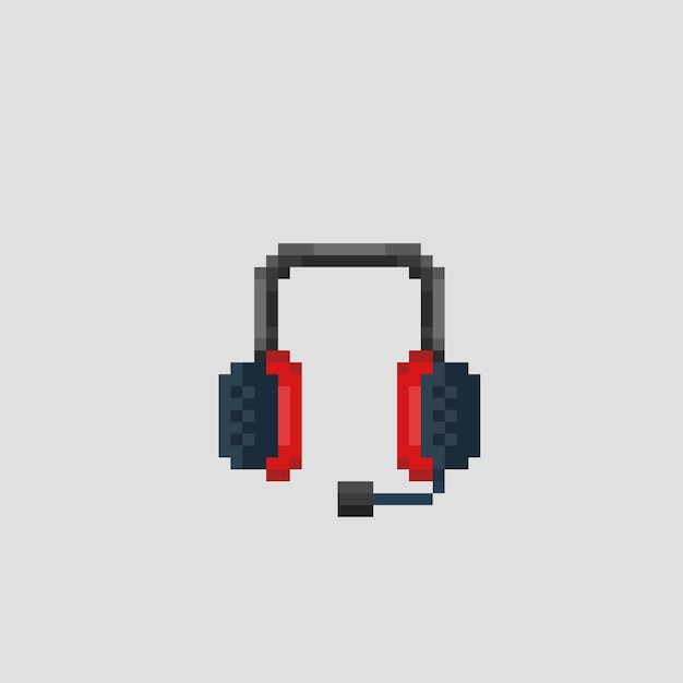 Auricolare con microfono in stile pixel art