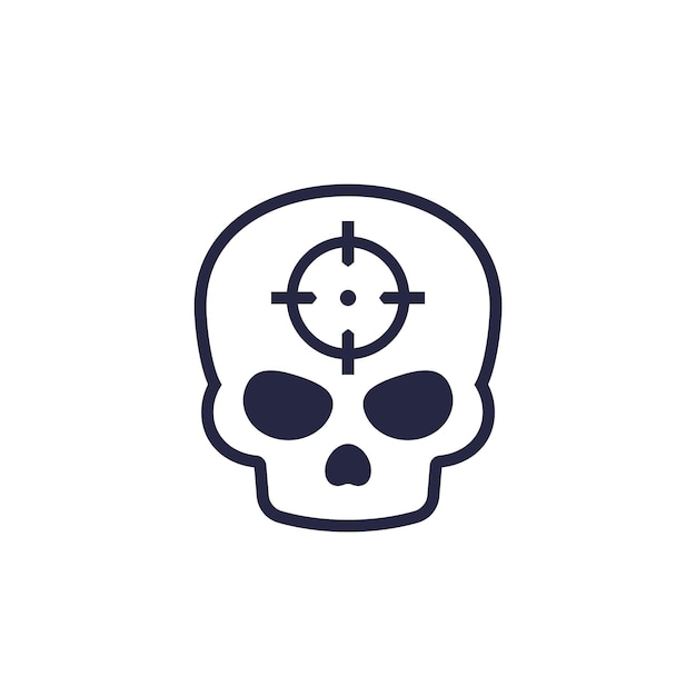Headshot icon with skull shot in the head vector