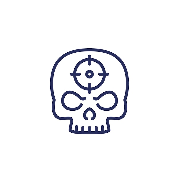 Headshot line icon with a skull shot in the head vector