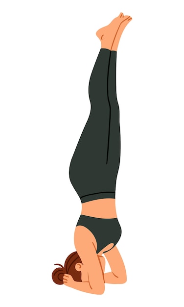 Headstand Yoga Pose in zwarte actieve kleding