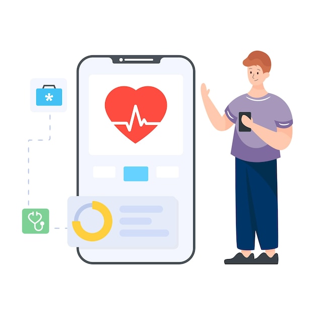 A health app flat vector, premium download