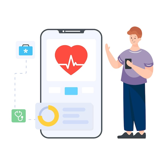 Vector a health app flat vector, premium download