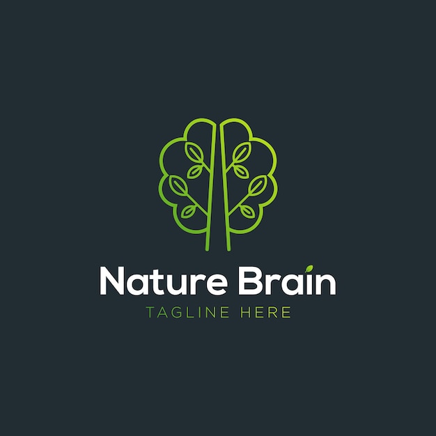 Vector health brain logo, nature mind logo template, education logo symbol