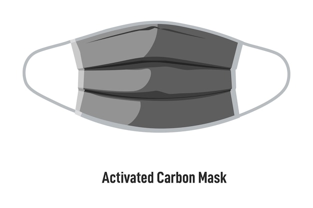 Здравоохранение и сохранение здоровья во время пандемии и вспышки коронавируса. маска из активированного угля с ремнями. изолированное покрытие лица воздухопроницаемым материалом. защитные меры, вектор в плоском стиле