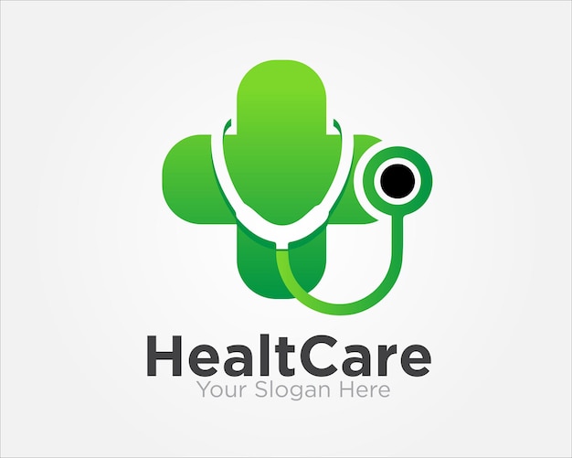 Vector health care cross and stethoscope logo designs simple modern for medical service