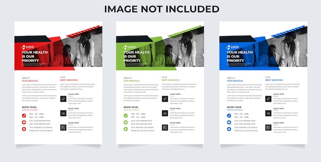 Дизайн шаблона флаера по здравоохранению для отчета и дизайн обложки медицинской брошюры