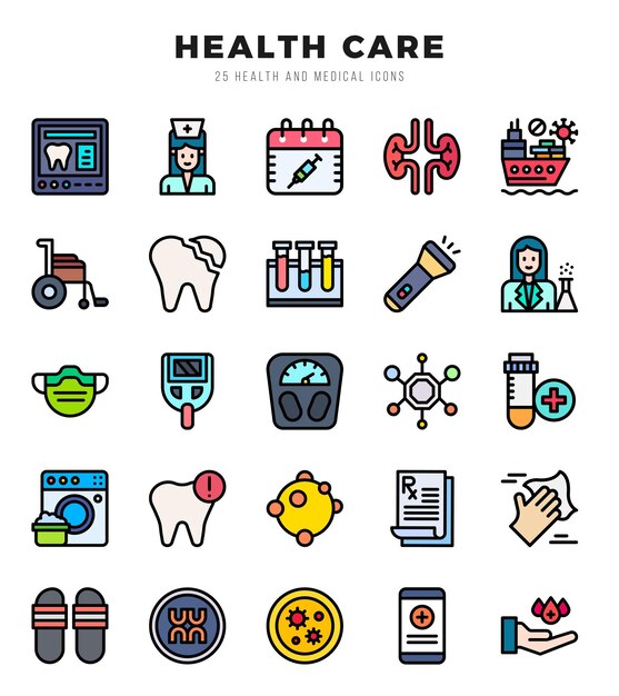 Vector health care icon pack 25 vector symbols for web design