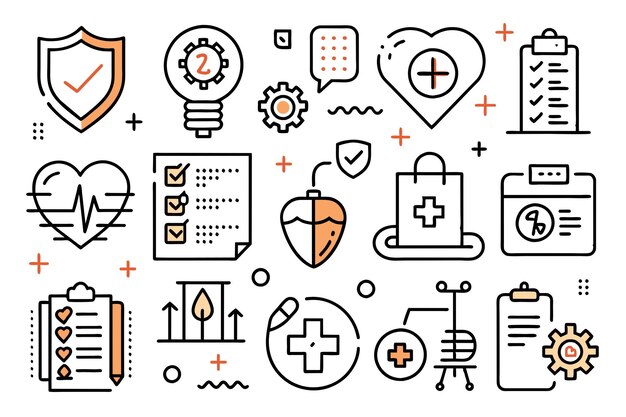 Vector health care icon set full vector illustration outline style icons