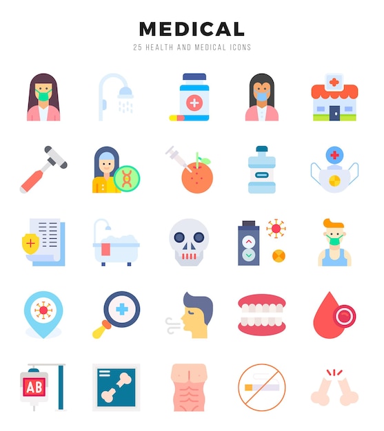 HEALTH CARE Icons bundle Lineal Fill style Icons Vector illustration